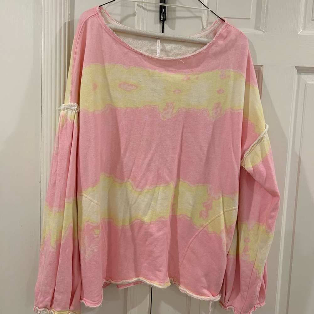 Ballon sleeve tie dye free people sweat shirt